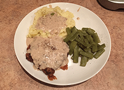 Country Fried Steak, Mashed Potatoes and Green Beans